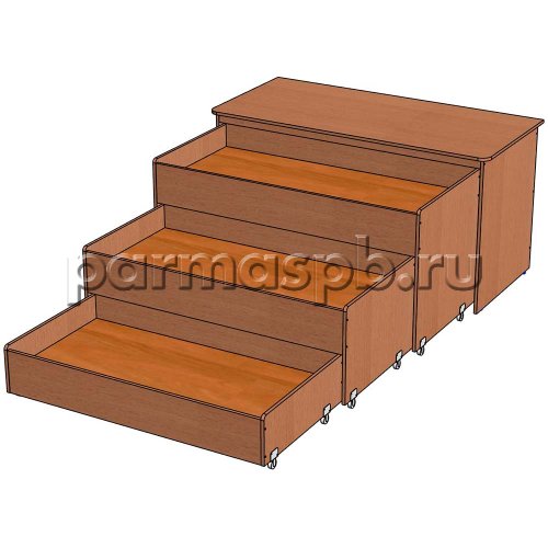 Кровать трехъярусная выкатная в тумбе