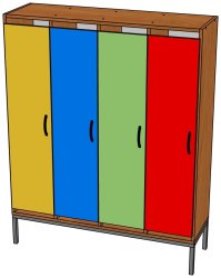 Шкаф в раздевалку на цоколе 4-секц. на металлич. ножках(200мм)