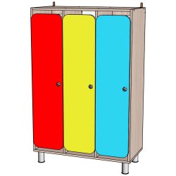Шкаф для раздевалки 3 секции на металлических ножках