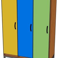 Шкаф в раздевалку на цоколе 3-секц. на металлич. ножках(200мм)