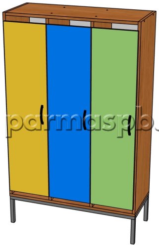 Шкаф в раздевалку на цоколе 3-секц. на металлич. ножках(200мм)
