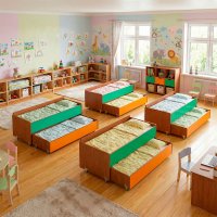 Кровать детская двухъярусная выдвижная с бортиками