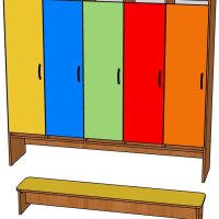 Шкаф в раздевалку на цоколе 5-секц. с банкеткой