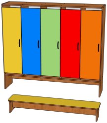 Шкаф в раздевалку на цоколе 5-секц. с банкеткой