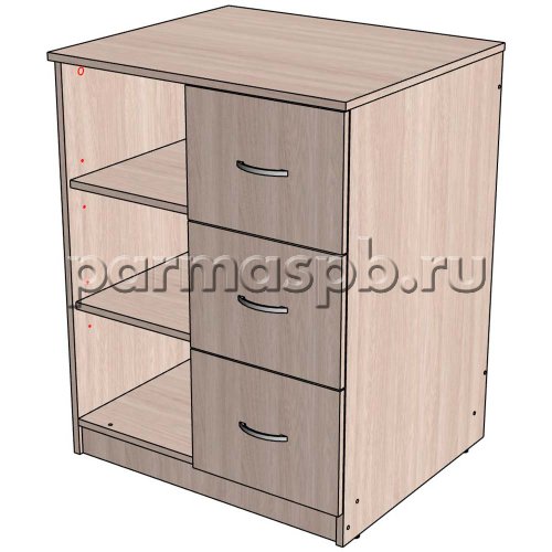 Тумба с полками и ящиками