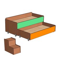 Кровать детская двухъярусная с отдельными ступеньками