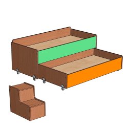 Кровать детская двухъярусная с отдельными ступеньками