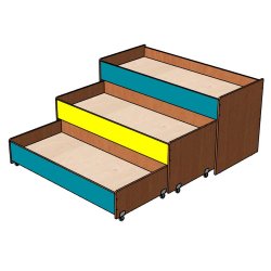 Кровать трехъярусная выкатная с бортиком