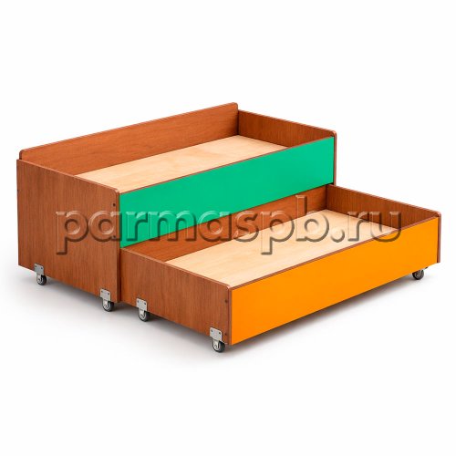 Кровать детская двухъярусная выдвижная с бортиками