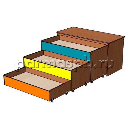 Кровать трехъярусная выкатная в тумбе