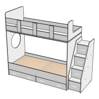 Кровать детская двухъярусная с лестницей ящиками