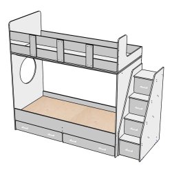 Кровать детская двухъярусная с лестницей ящиками