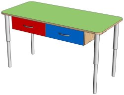 Парта 2-местная с изм. высотой с ящиками на м/к