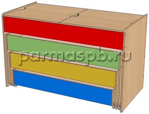 Кровать четырехъярусная выкатная с крышкой