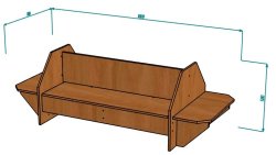 Диван 2-сторонний с боковыми сидениями полумягкий