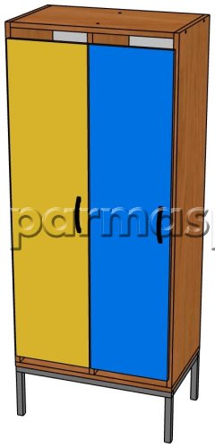 Шкаф в раздевалку на цоколе 2-секц. на металлич. ножках(200мм)