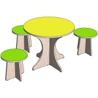 Детский круглый стол и табуреты ЛДСП