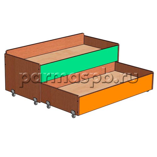 Кровать детская двухъярусная выдвижная с бортиками
